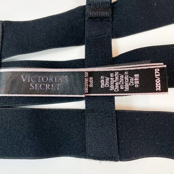 NWOT Victoria's Secret Bra 32DD Unlined Balconet Strappy Banded Black B920 - Picture 6 of 7